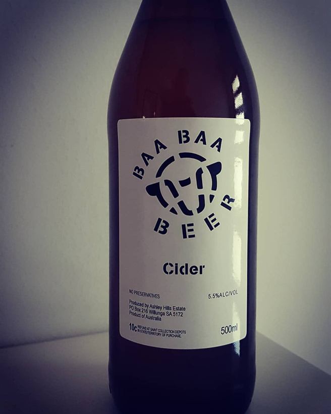 Bottle of Baa Baa dry apple cider
